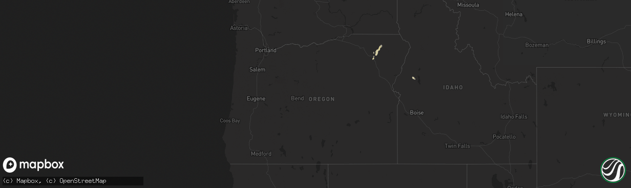 Hail map in Oregon on May 5, 2016