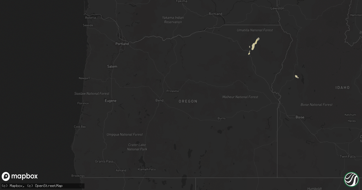 Hail map in Oregon on May 5, 2016