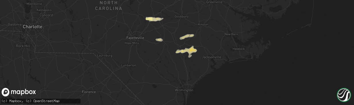 Hail map in Rose Hill, NC on May 5, 2016