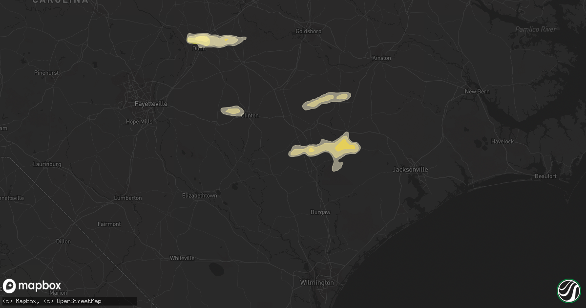 Hail map in Rose Hill, NC on May 5, 2016