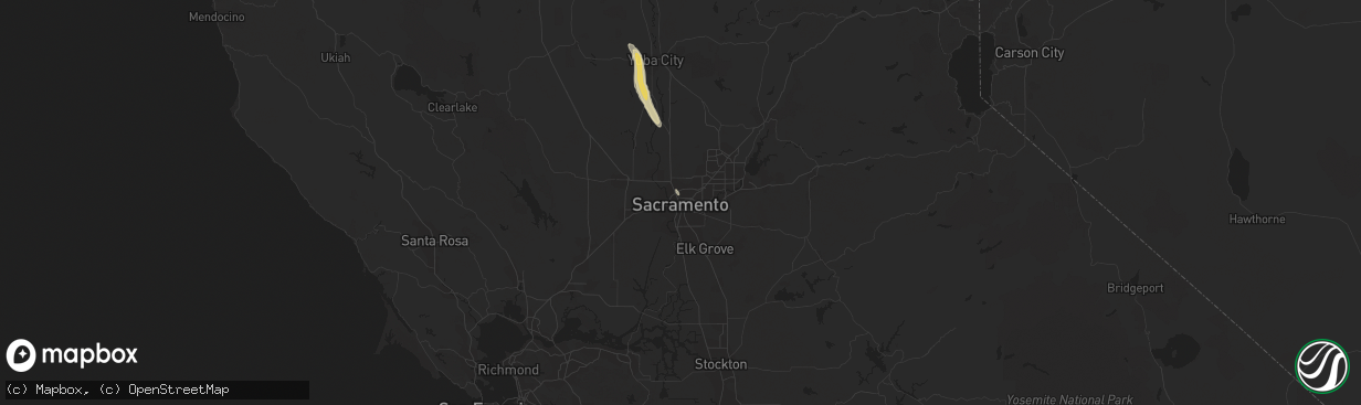 Hail map in Sacramento, CA on May 5, 2016