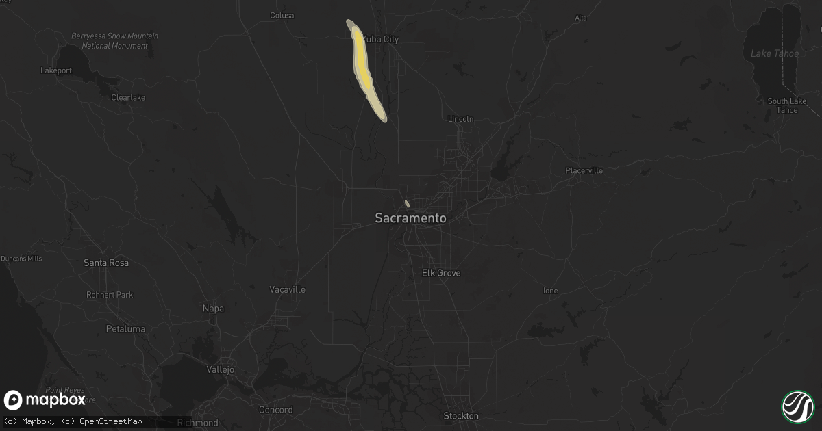 Hail map in Sacramento, CA on May 5, 2016