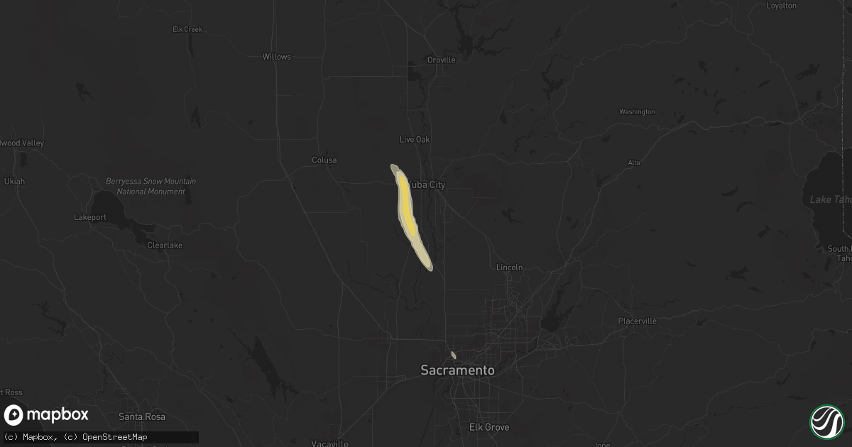 Hail map in Yuba City, CA on May 5, 2016