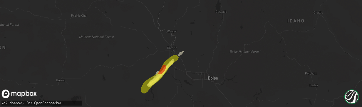 Hail map in New Plymouth, ID on May 5, 2017