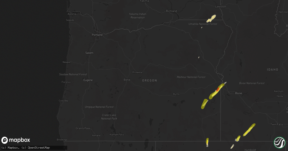 Hail map in Oregon on May 5, 2017