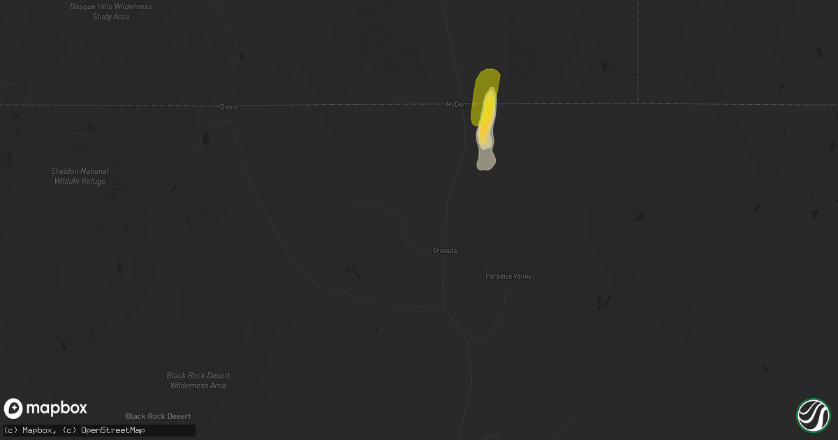 Hail map in Orovada, NV on May 5, 2017