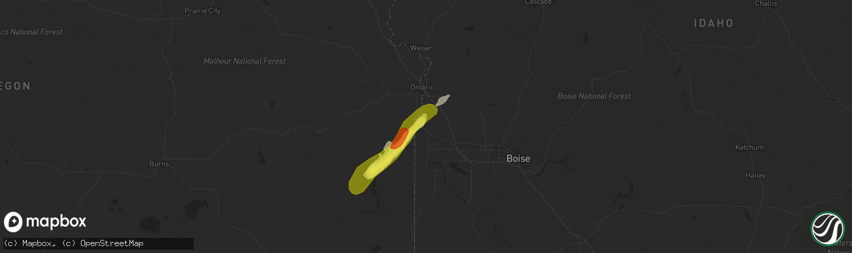 Hail map in Parma, ID on May 5, 2017