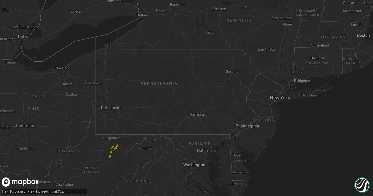 Hail map in Pennsylvania on May 5, 2017
