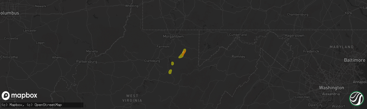 Hail map in Tunnelton, WV on May 5, 2017