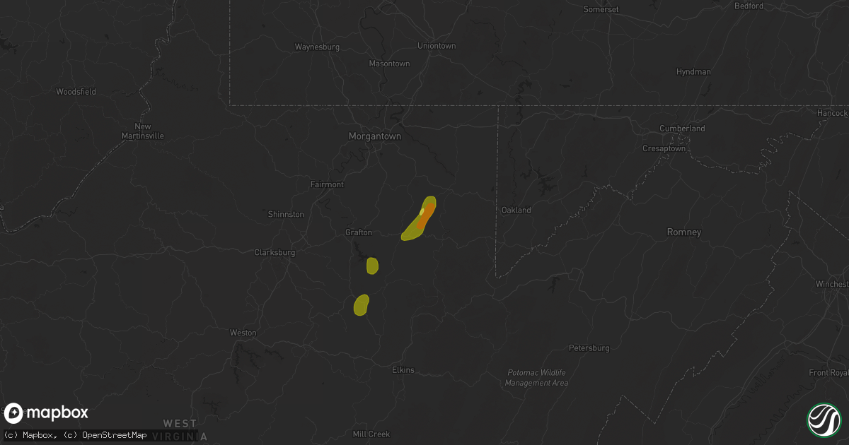 Hail map in Tunnelton, WV on May 5, 2017