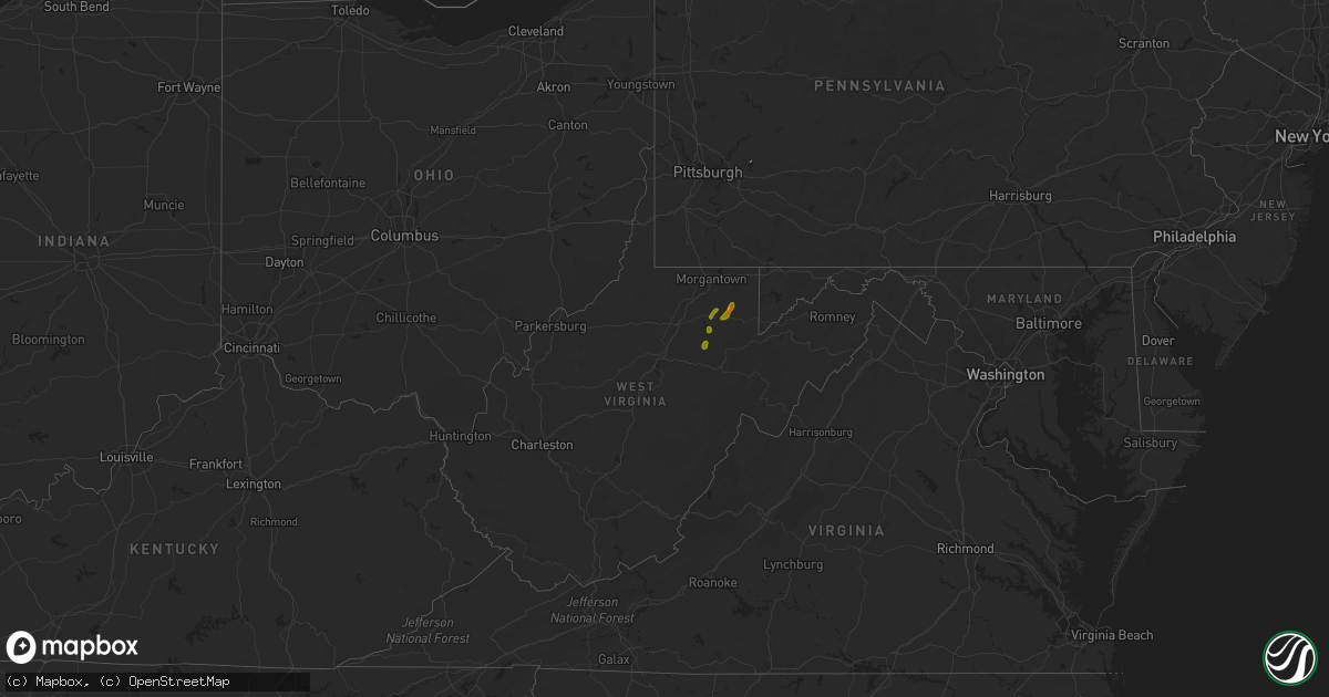 Hail map in West Virginia on May 5, 2017