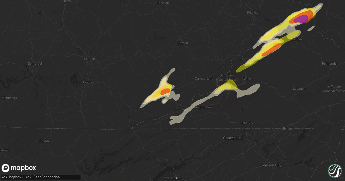Hail map in Baxter, KY on May 5, 2018