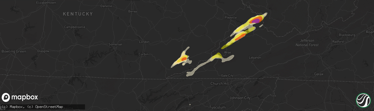 Hail map in Bledsoe, KY on May 5, 2018