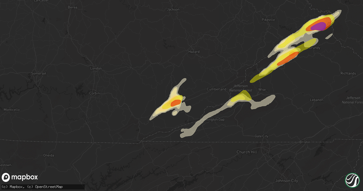 Hail map in Bledsoe, KY on May 5, 2018