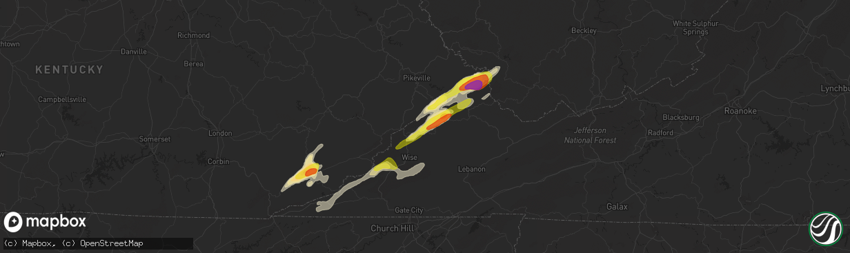 Hail map in Clintwood, VA on May 5, 2018