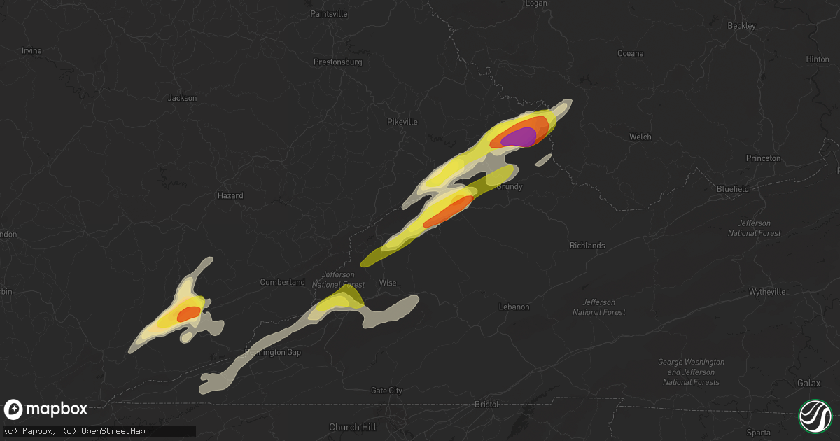 Hail map in Clintwood, VA on May 5, 2018