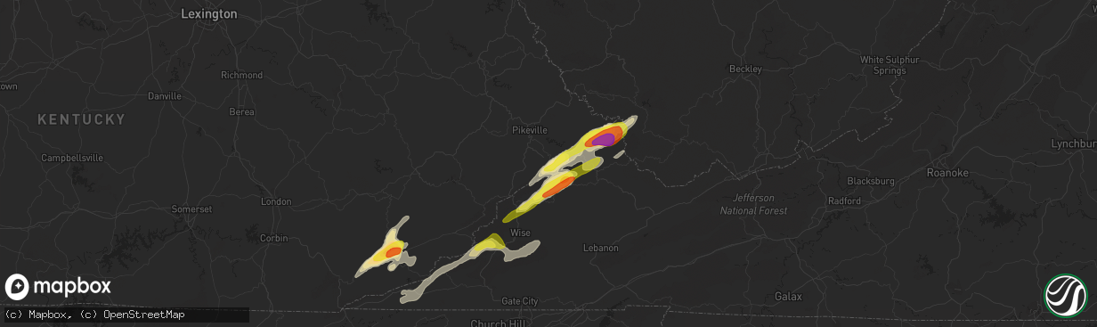 Hail map in Elkhorn City, KY on May 5, 2018