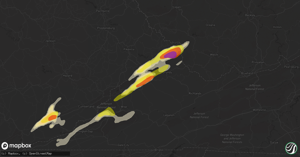 Hail map in Haysi, VA on May 5, 2018