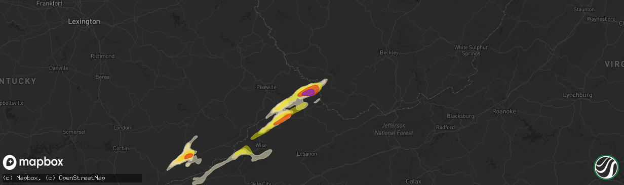 Hail map in Hurley, VA on May 5, 2018