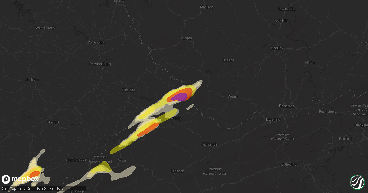 Hail map in Hurley, VA on May 5, 2018