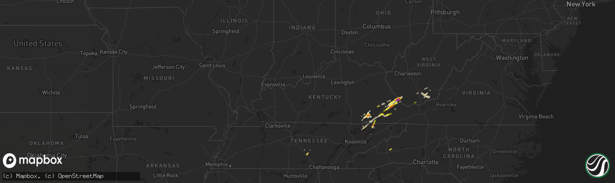 Hail map in Kentucky on May 5, 2018