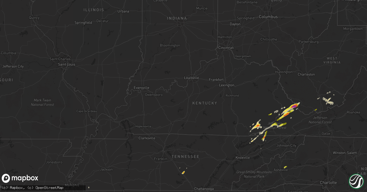 Hail map in Kentucky on May 5, 2018