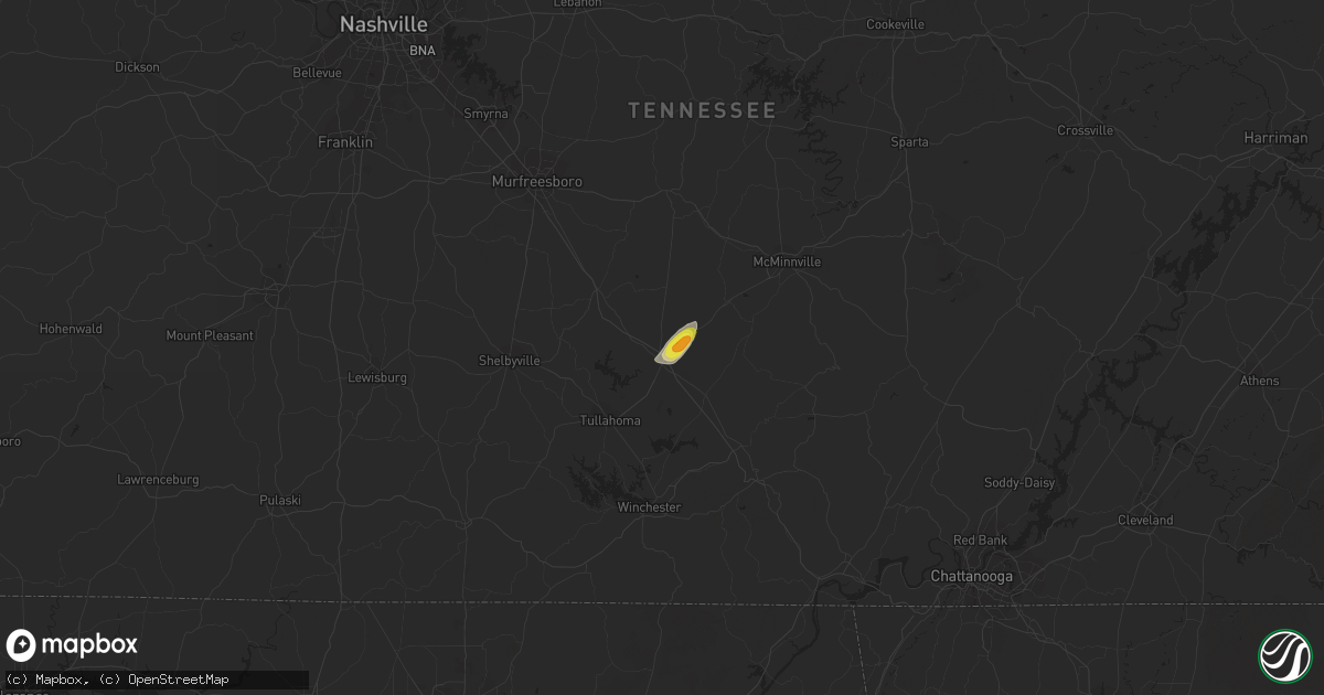 Hail map in Manchester, TN on May 5, 2018