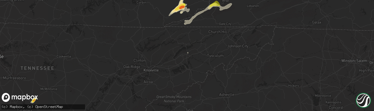 Hail map in Morristown, TN on May 5, 2018