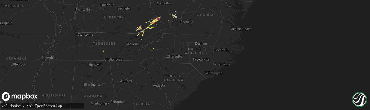 Hail map in North Carolina on May 5, 2018