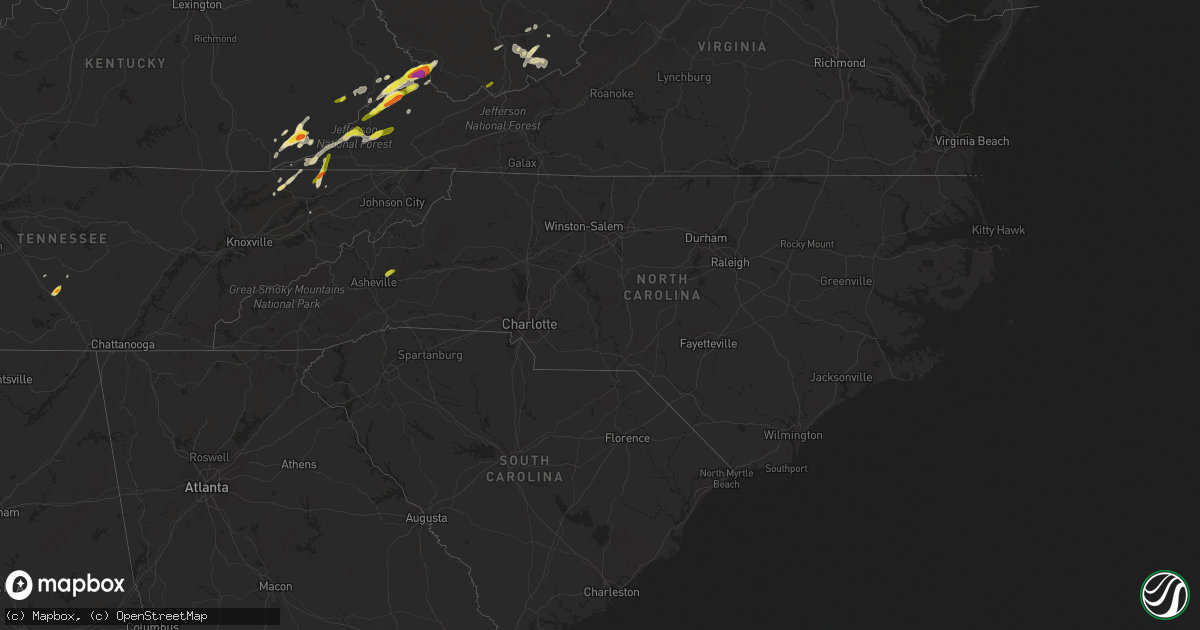 Hail map in North Carolina on May 5, 2018