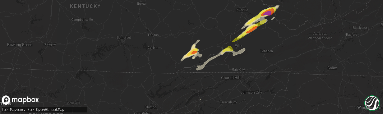 Hail map in Wallins Creek, KY on May 5, 2018