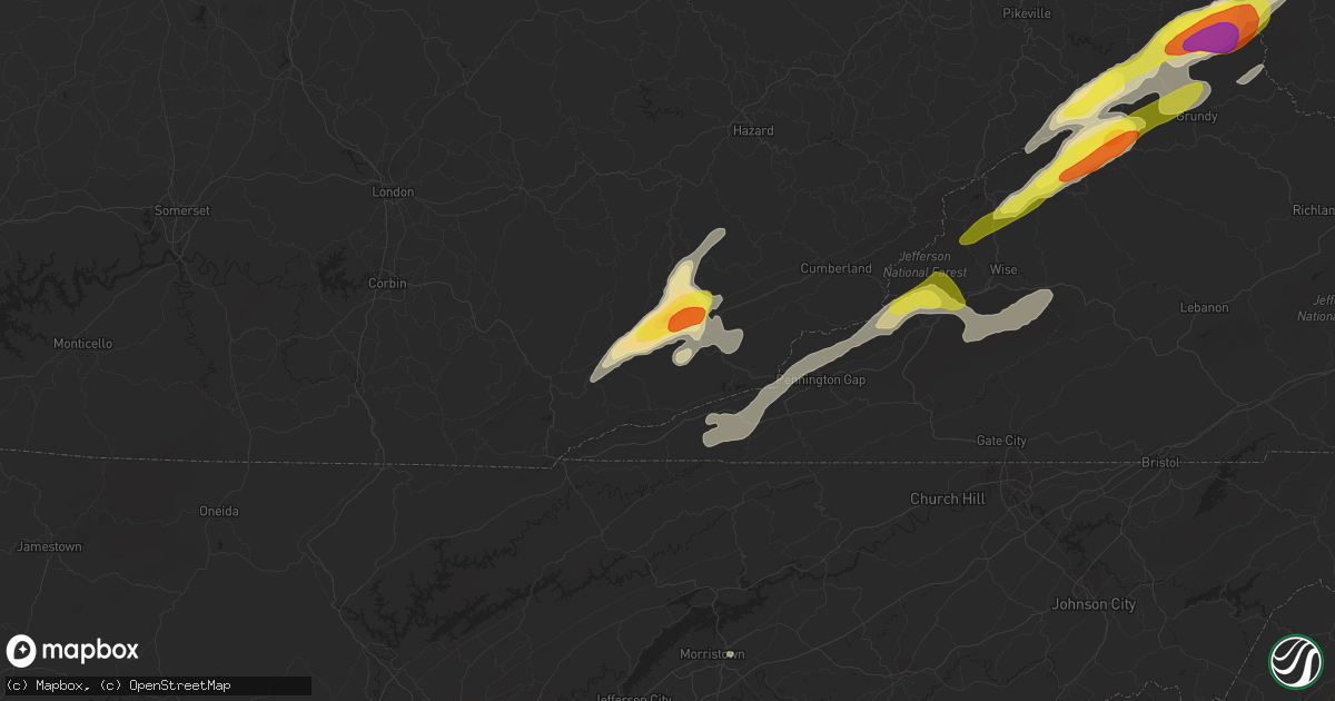 Hail map in Wallins Creek, KY on May 5, 2018