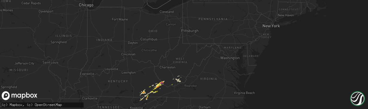 Hail map in West Virginia on May 5, 2018