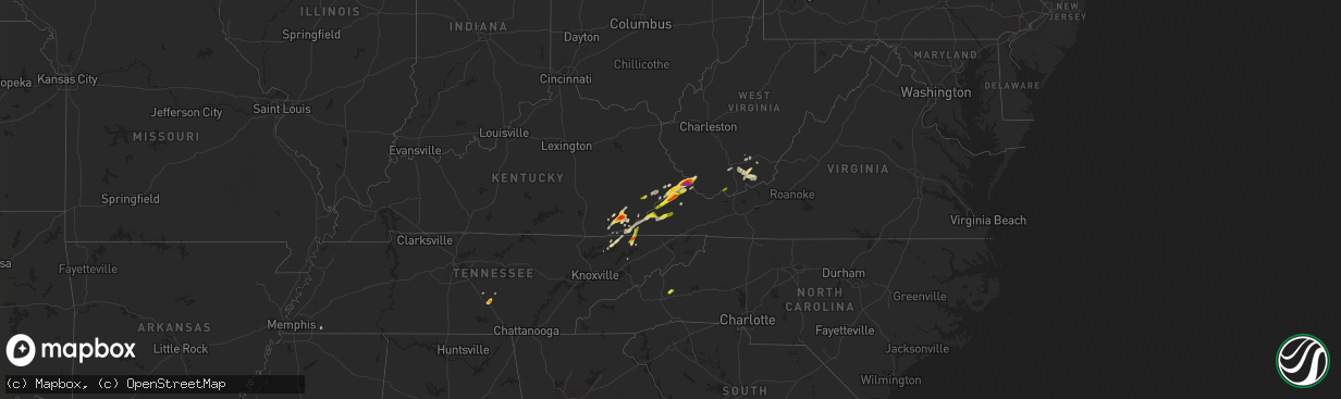 Hail map on May 5, 2018