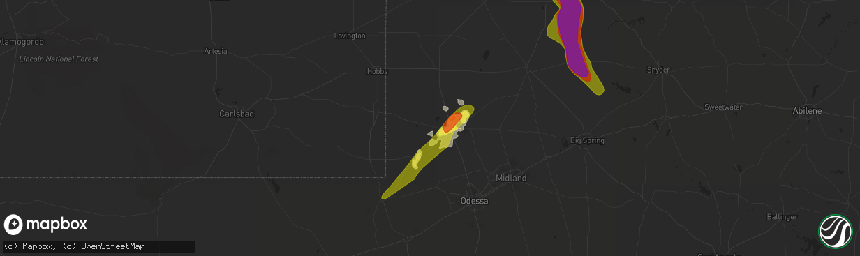 Hail map in Andrews, TX on May 5, 2019