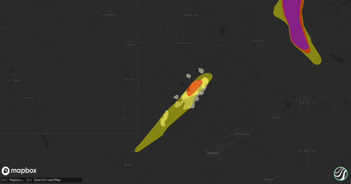 Hail map in Andrews, TX on May 5, 2019