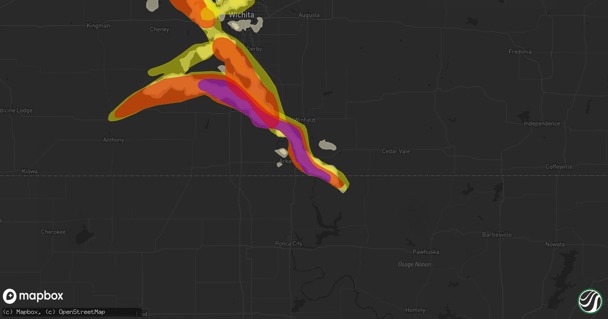 Hail map in Arkansas City, KS on May 5, 2019
