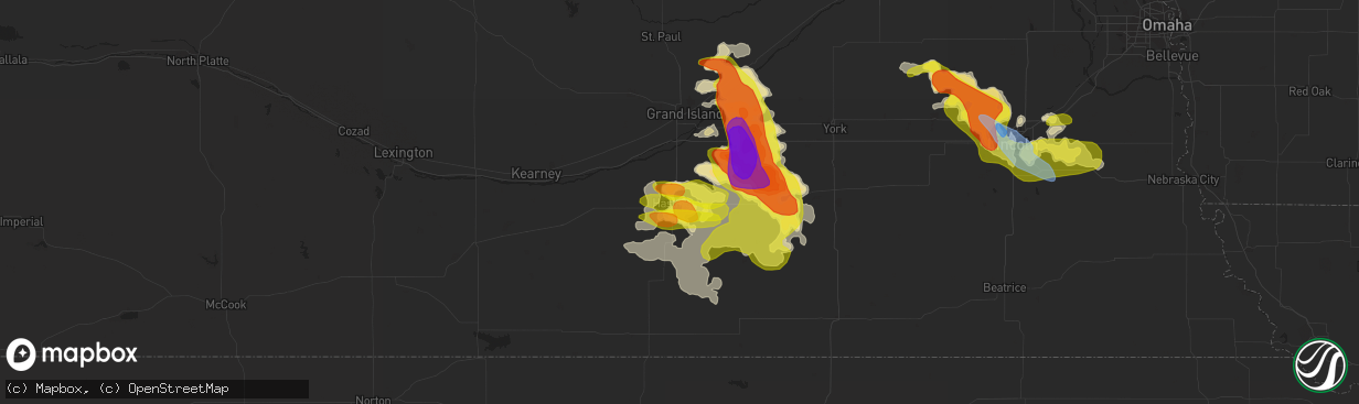 Hail map in Hastings, NE on May 5, 2019