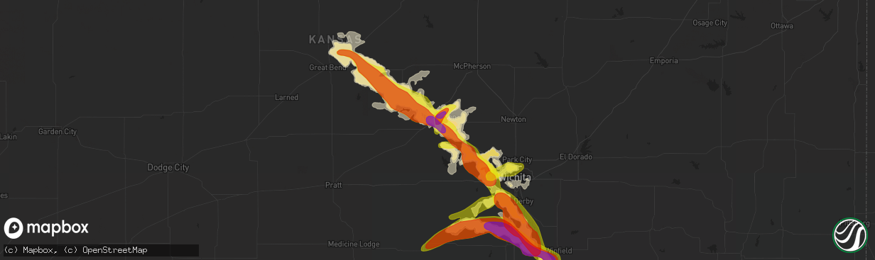 Hail map in Hutchinson, KS on May 5, 2019