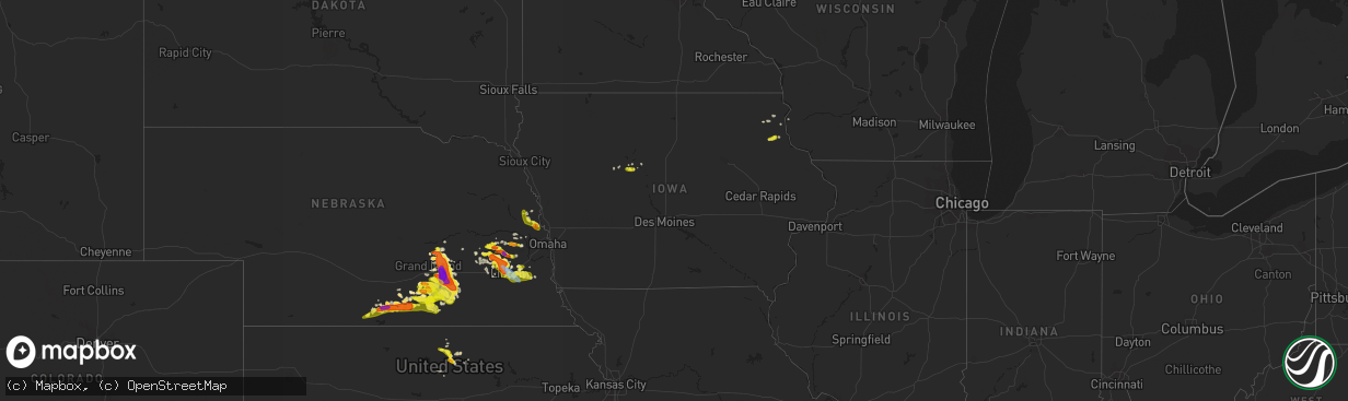 Hail map in Iowa on May 5, 2019