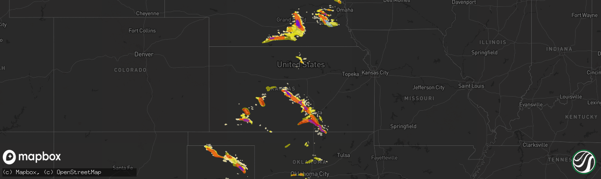 Hail map in Kansas on May 5, 2019