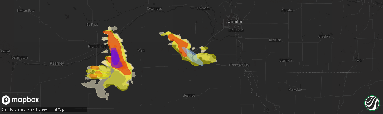 Hail map in Lincoln, NE on May 5, 2019