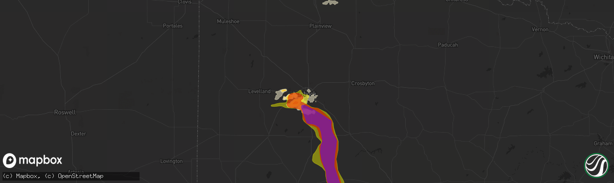 Hail map in Lubbock, TX on May 5, 2019