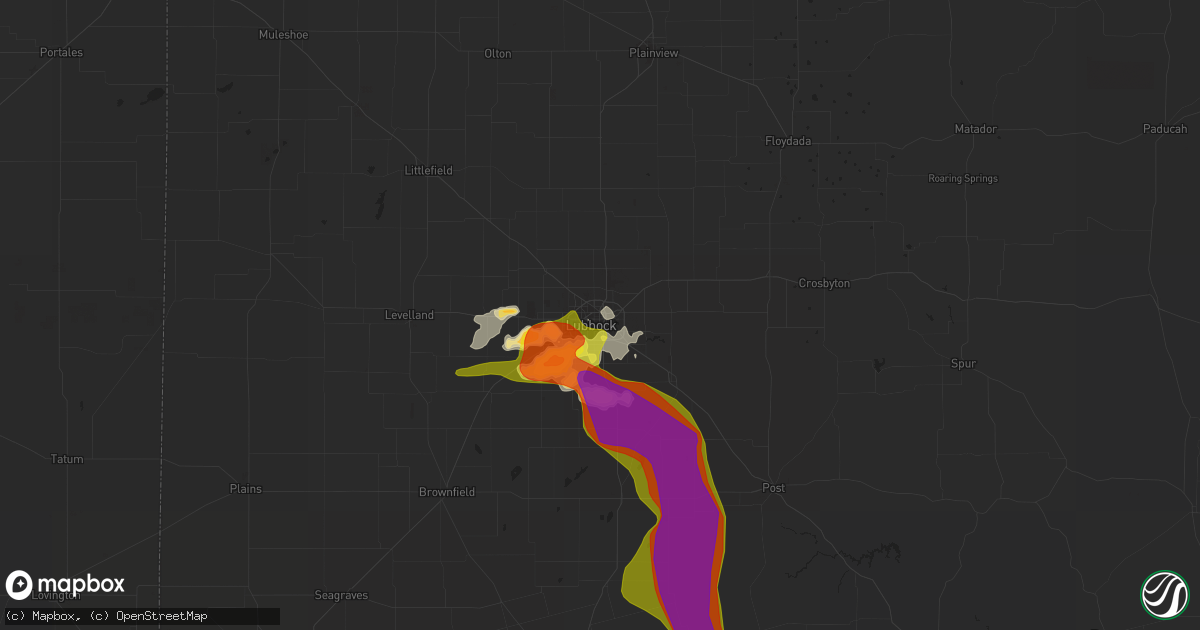 Hail map in Lubbock, TX on May 5, 2019