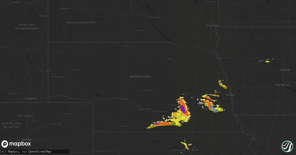 Hail map in Nebraska on May 5, 2019