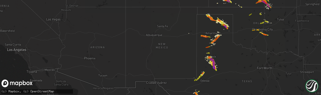 Hail map in New Mexico on May 5, 2019