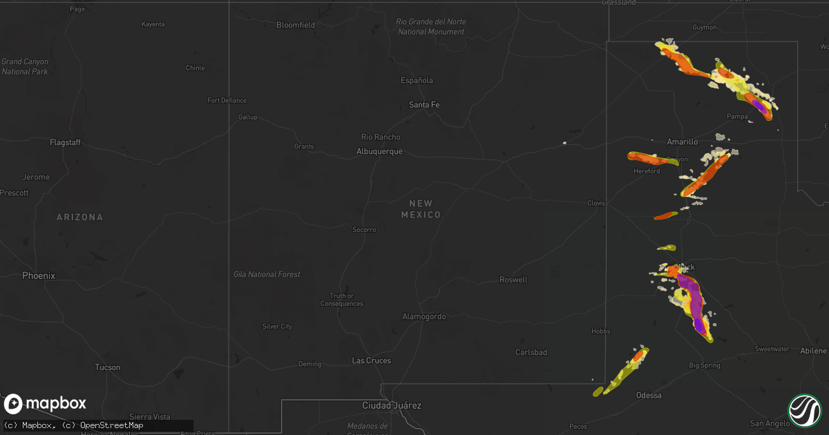 Hail map in New Mexico on May 5, 2019