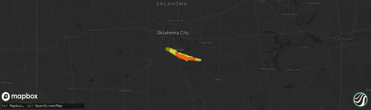 Hail map in Noble, OK on May 5, 2019