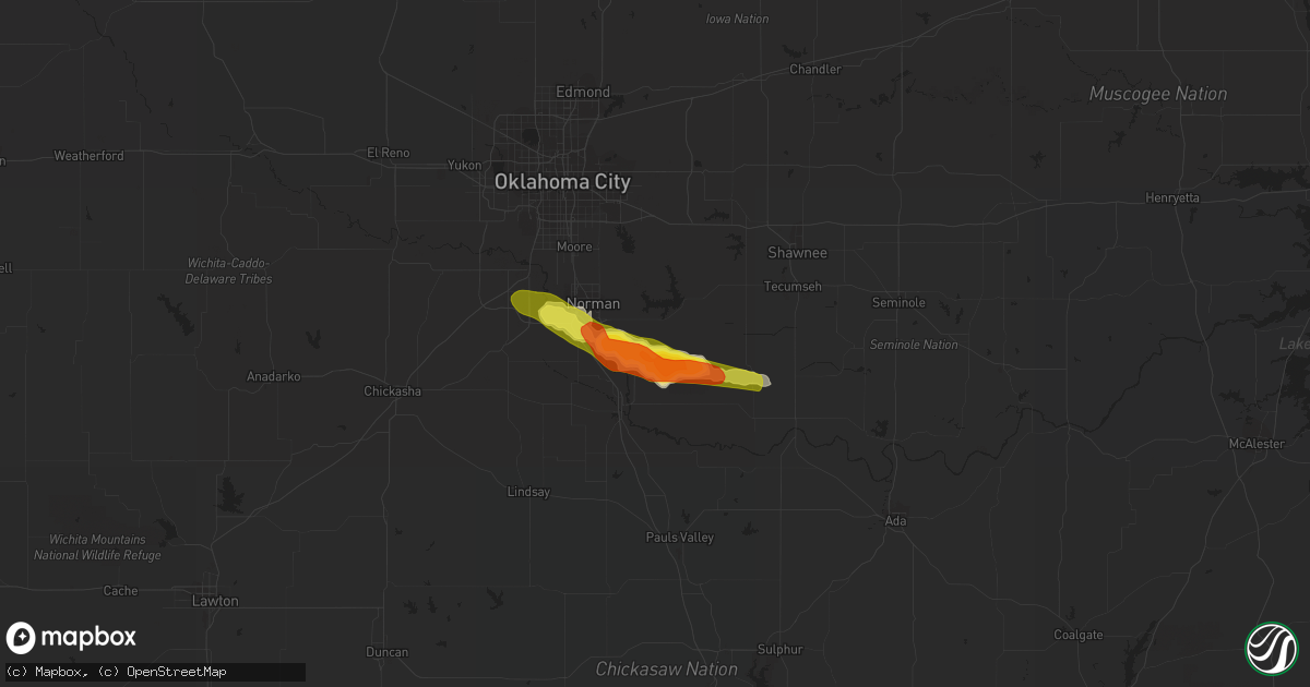 Hail map in Noble, OK on May 5, 2019