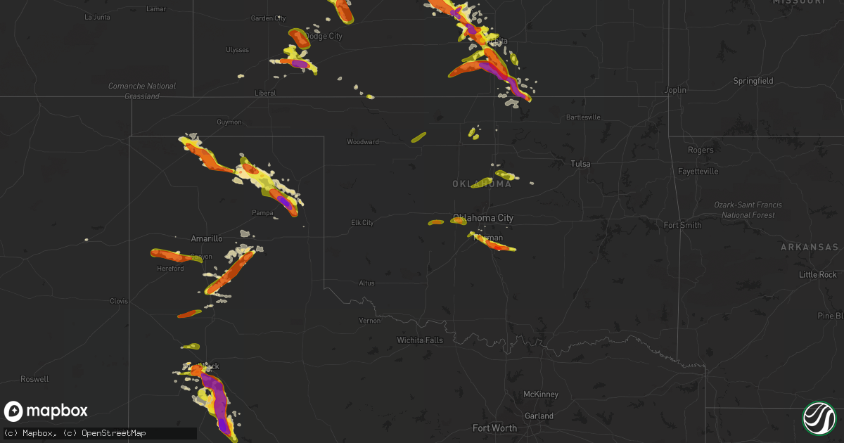 Hail map in Oklahoma on May 5, 2019